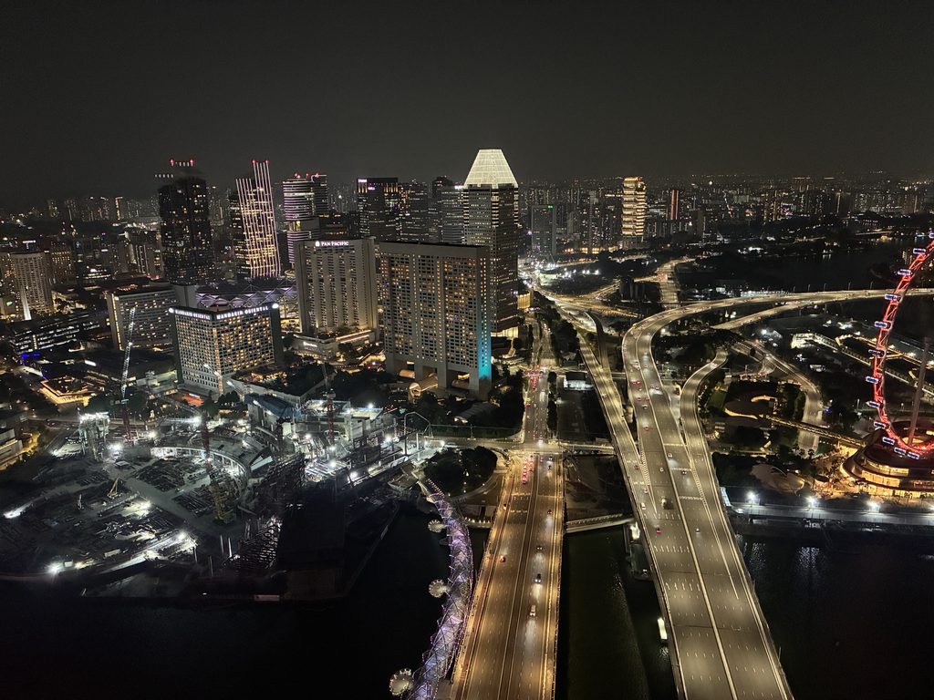 マリーナベイ・サンズ屋上から見た、シンガポールの夜景