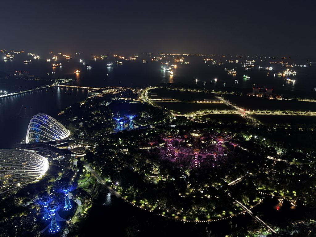 マリーナベイ・サンズ屋上から見た、シンガポールの夜景